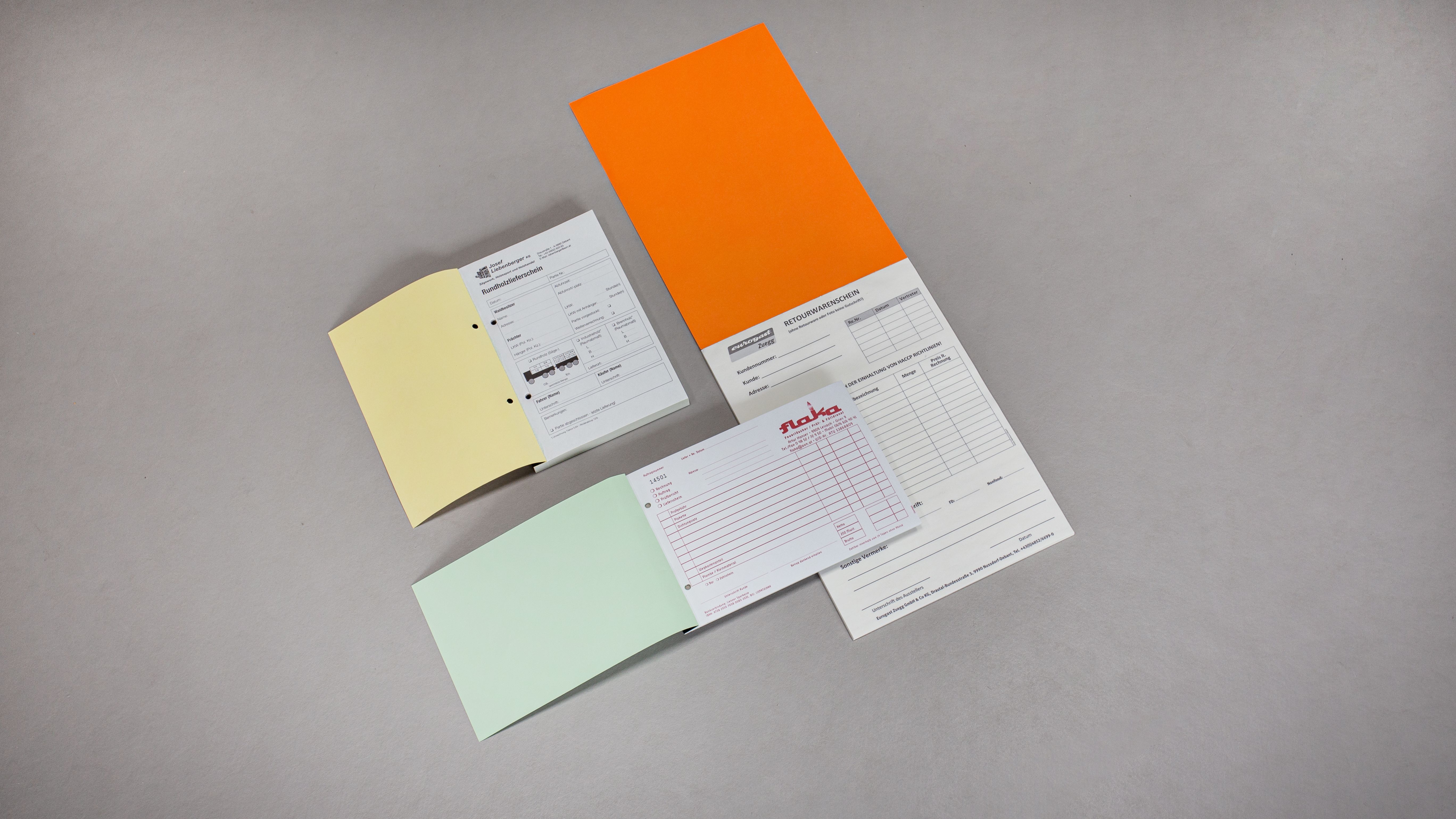 Übersichtsbild von Lieferscheinblöcken