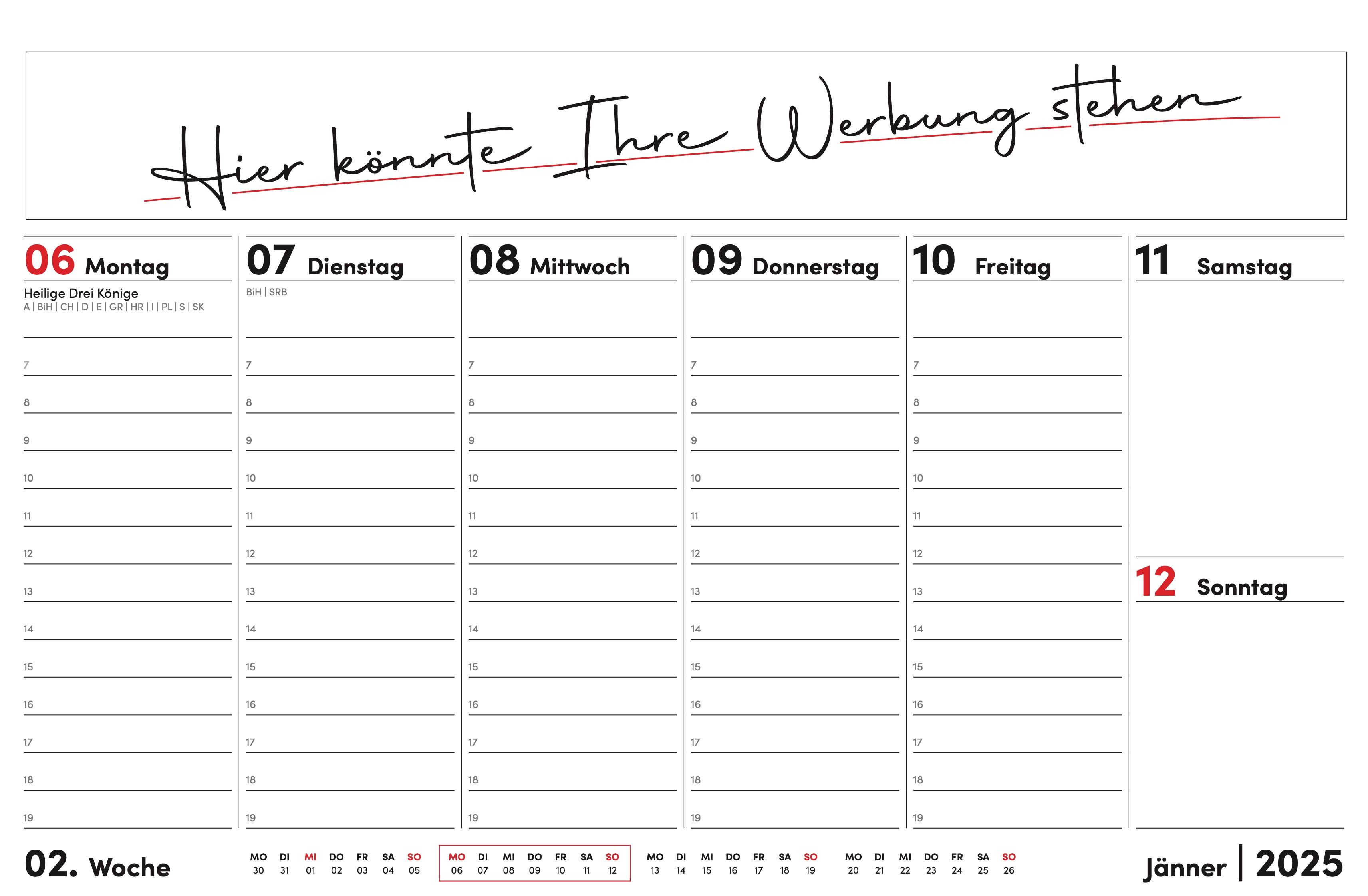 Kalenderblatt mit Ihrer individuellen Werbeplatzierung